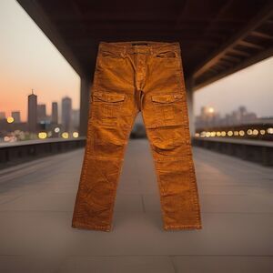 Sean John Corduroy Pants Mens 34 Measures 36x28.5 Altered Burnt Orange Stretch